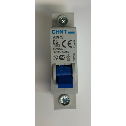 Chint EBG-B6 - 6a Type B Single Pole MCB (Brand New)