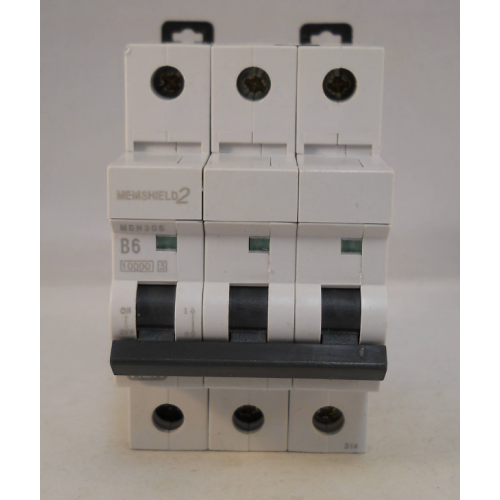 MEM MCB 6 Amp Triple Pole 3 Phase Breaker Type B 6A B6 Memshield 2 (Brand New)