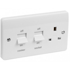 MK Electric Logic Plus: White Moulded Double Mounting Cooker Control Unit