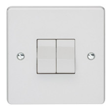 Crabtree 10A 2 Gang 2 Way Light Switch White