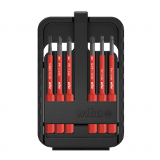 Wiha 6 Piece VDE slimBit Electric Screwdriver Bit Set & Holder Slot, Pozi, Phillips & Torx