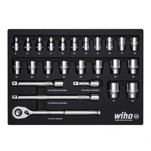 Wiha 26 Piece Ratchet Wrench Set, 1/2"