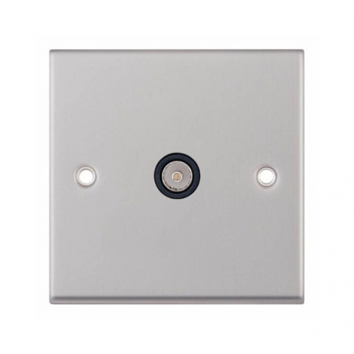 Selectric 7MPRO-233 Satin Chrome 1 Gang TV Socket with Black Insert