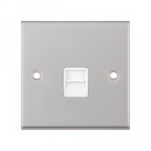 Selectric 7MPRO-138 Satin Chrome 1 Gang Telephone Master Socket with White Insert