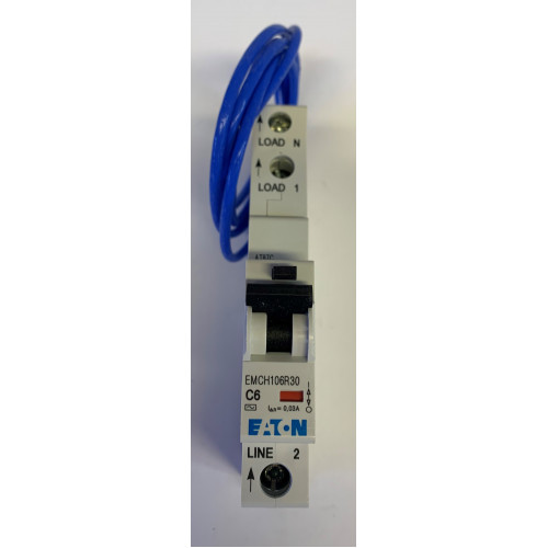 Eaton 6A 30mA Type C Single Pole 10kA RCBO