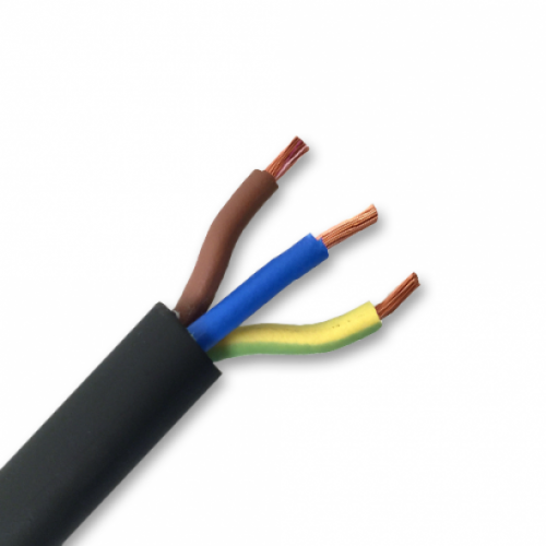 3CORE BLACK RUBBER CABLE 1.0MM