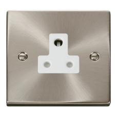 Click Deco 5A Round Pin Socket White Victorian Sat Chrome