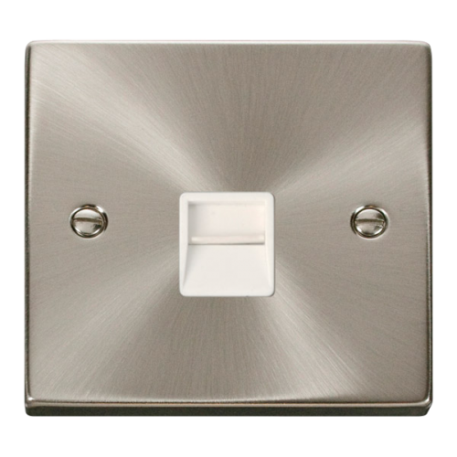 Click Deco Single Telephone Socket Secondary White Victorian Sat Chrome