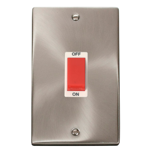 Click Deco 2 Gang 45A DP Switch White Victorian Sat Chrome