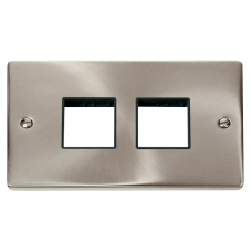 Click Deco 2 Gang Plate (2 x 2) Aperture Black Victorian Sat Chrome