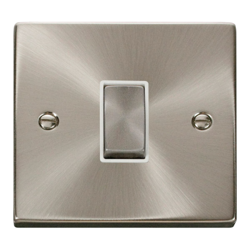 Click Deco 1 Gang Intermediate Ingot 10AX Switch White Victorian Sat Chrome