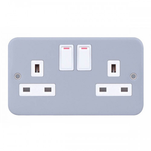 Selectric Metal Clad 2 Gang 13A Switched Socket