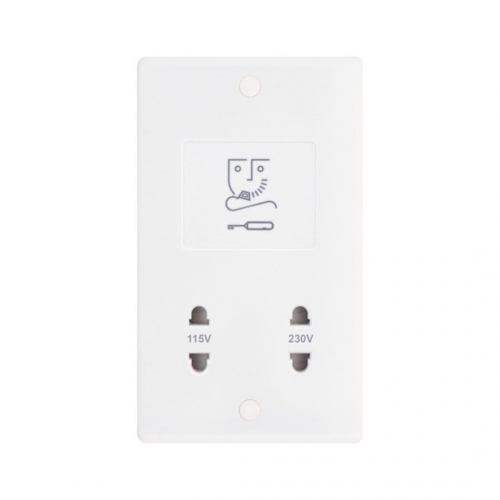 Selectric Smooth 2 Gang 115/230V Dual Voltage Shaver Socket