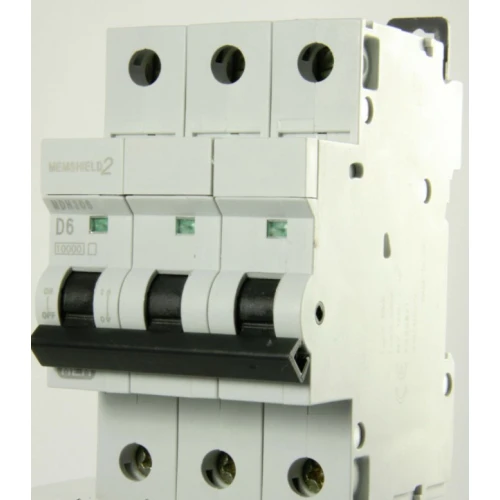 MEM MCB 6 Amp Triple Pole 3 Phase Breaker Type D 6A D6 Memshield 2 (Brand New)