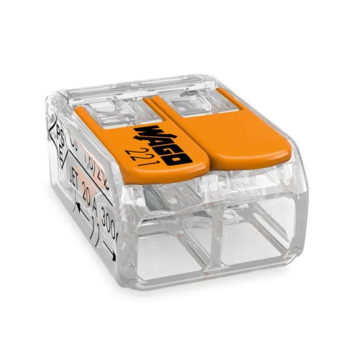 Wago Transparent 2 Pole Compact Lever Connector (x100)