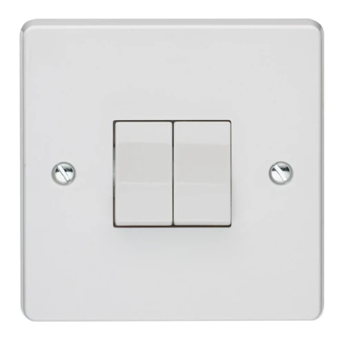 Crabtree 10A 2 Gang 2 Way Light Switch White