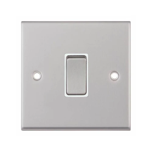 Selectric 7MPRO-101 Satin Chrome 1 Gang 10A 2 Way Switch with White Insert