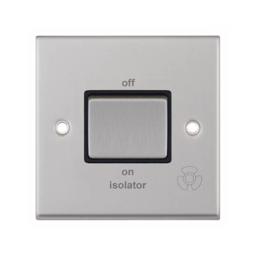 Selectric 7MPRO-208 Satin Chrome 1 Gang 10A 3 Pole Fan Isolator Switch with Black Insert