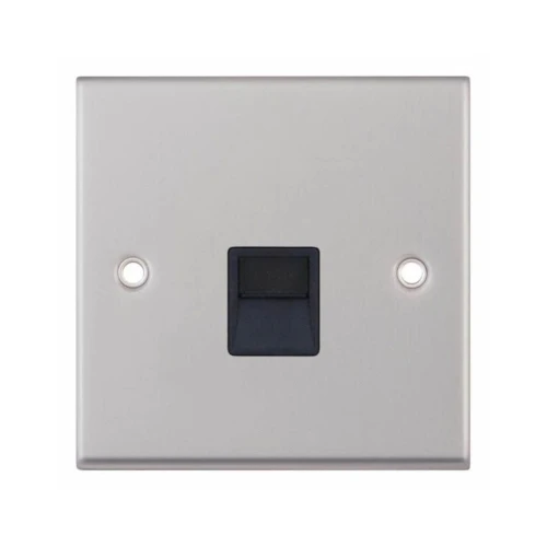 Selectric 7MPRO-238 Satin Chrome 1 Gang Telephone Master Socket with Black Insert