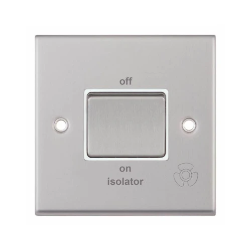 Selectric 7MPRO-108 Satin Chrome 1 Gang 10A 3 Pole Fan Isolator Switch with White Insert