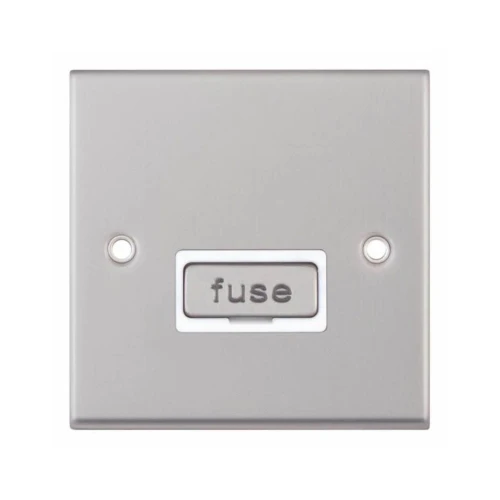 Selectric 7MPRO-127 Satin Chrome 13A Fused Connection Unit with White Insert