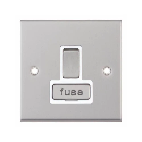 Selectric 7MPRO-128 Satin Chrome 13A DP Switched Fused Connection Unit with White Insert