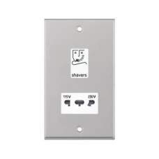 Selectric 7M-Pro Satin Chrome 115/230V Dual Voltage Shaver Socket with White Insert