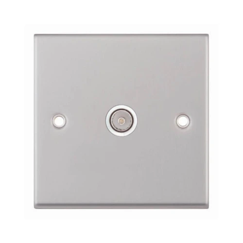 Selectric 7MPRO-133 Satin Chrome 1 Gang TV Socket with White Insert