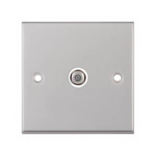 Selectric 7MPRO-135 Satin Chrome 1 Gang Satellite Socket with White Insert