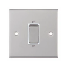 Selectric 7M-Pro Satin Chrome 1 Gang 45A DP Switch with White Insert