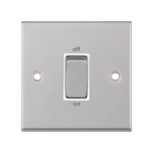 Selectric 7M-Pro Satin Chrome 1 Gang 45A DP Switch with White Insert