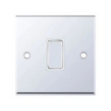 Selectric 7MPRO-301 Polished Chrome 1 Gang 10A 2 Way Switch with White Insert