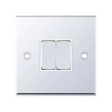 Selectric 7MPRO-302 Polished Chrome 2 Gang 10A 2 Way Switch with White Insert