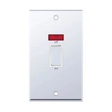 Selectric 7MPRO-318 Polished Chrome 2 Gang 45A DP Switch with Neon and White Insert