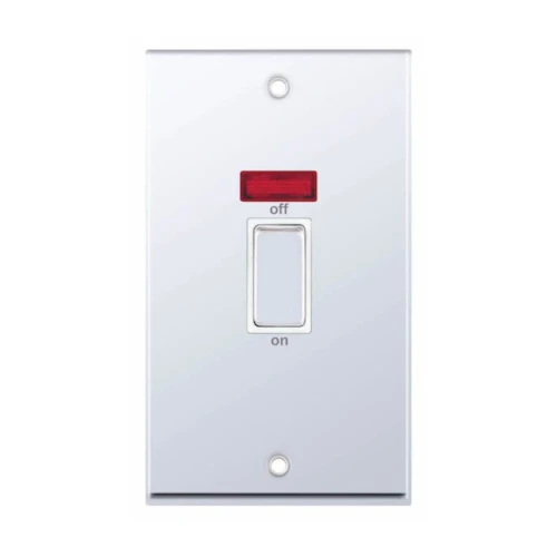 Selectric 7MPRO-318 Polished Chrome 2 Gang 45A DP Switch with Neon and White Insert