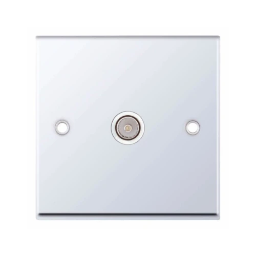 Selectric 7MPRO-333 Polished Chrome 1 Gang TV Socket with White Insert