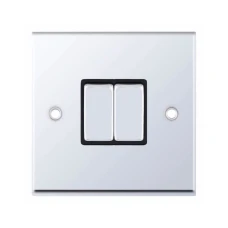 Selectric 7MPRO-502 Polished Chrome 2 Gang 10A 2 Way Switch with Black Insert