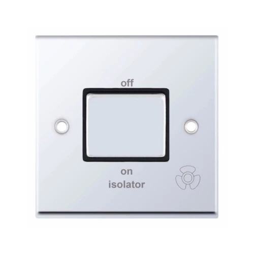 Selectric 7MPRO-508 Polished Chrome 1 Gang 10A 3 Pole Fan Isolator Switch with Black Insert