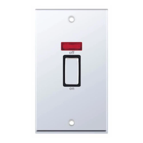 Selectric 7MPRO-518 Polished Chrome 2 Gang 45A DP Switch with Neon and Black Insert