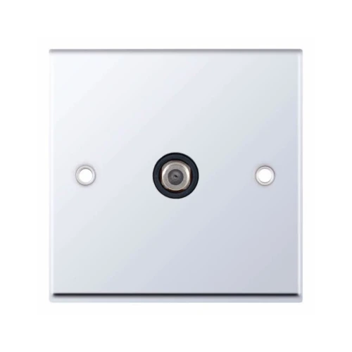 Selectric 7MPRO-535 Polished Chrome 1 Gang Satellite Socket with Black Insert