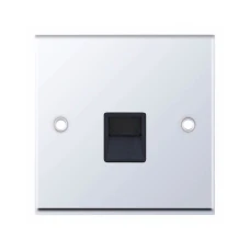 Selectric 7MPRO-538 Polished Chrome 1 Gang Telephone Master Socket with Black Insert