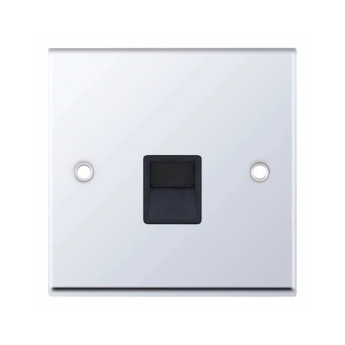 Selectric 7M-Pro Polished Chrome 1 Gang Telephone Secondary Socket with Black Insert