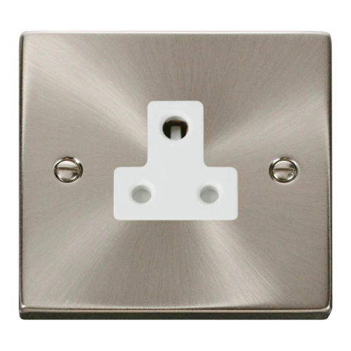 Click Deco 5A Round Pin Socket White Victorian Sat Chrome