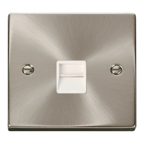 Click Deco Single Telephone Socket Master White Victorian Sat Chrome