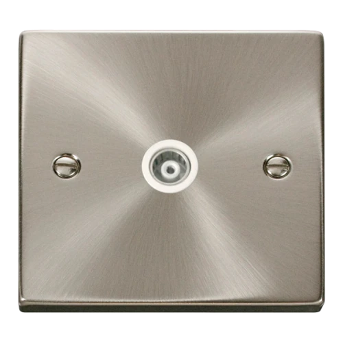 Click Deco Single Isolated Coaxial Socket White Victorian Sat Chrome