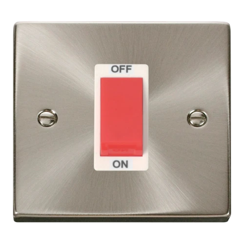 Click Deco 1 Gang 45A DP Switch White Victorian Sat Chrome