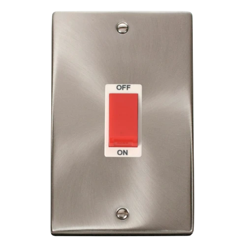 Click Deco 2 Gang 45A DP Switch White Victorian Sat Chrome