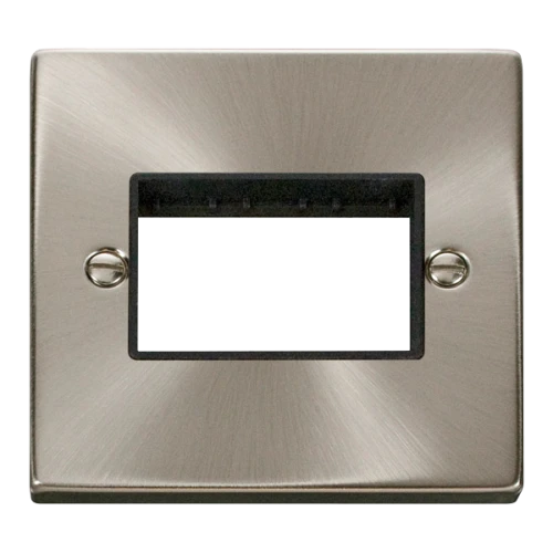 Click Deco 1 Gang Plate 3 Aperture Black Victorian Sat Chrome