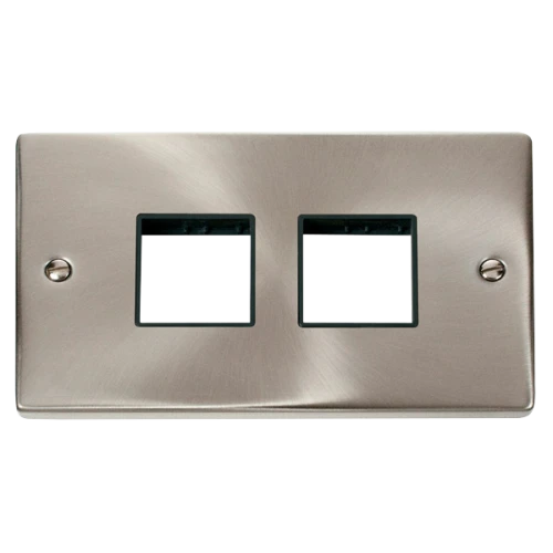 Click Deco 2 Gang Plate (2 x 2) Aperture Black Victorian Sat Chrome