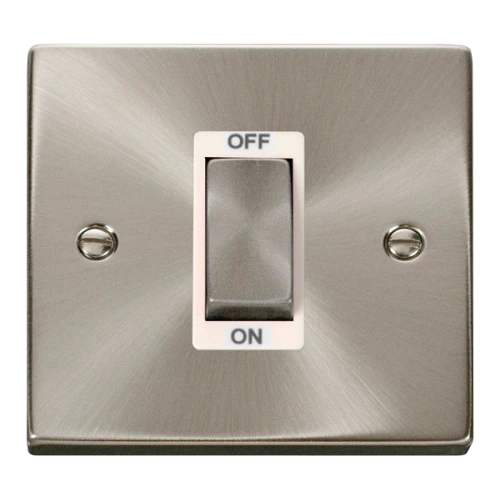 Click Deco Ingot 1 Gang 45A DP Switch White Victorian Sat Chrome